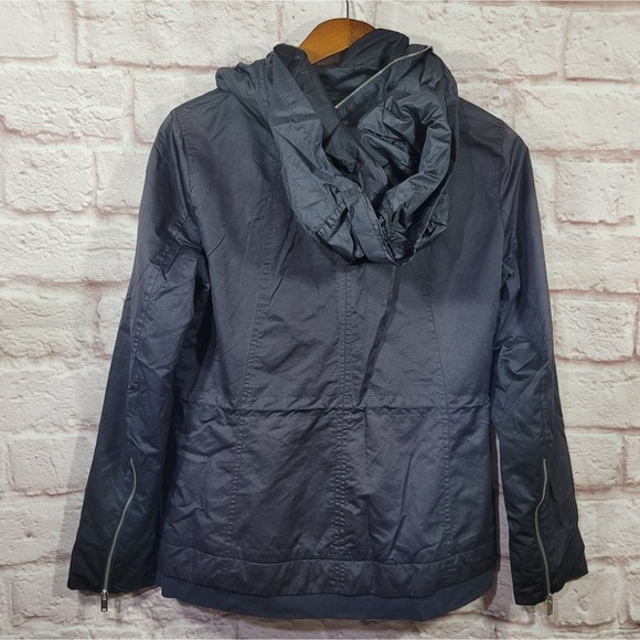 Zara Navy Blue Zip & Button Front Windbreaker Jacket - Picture 10 of 16